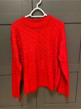 H&M Classic Red Cable-Knit Women's Sweater
